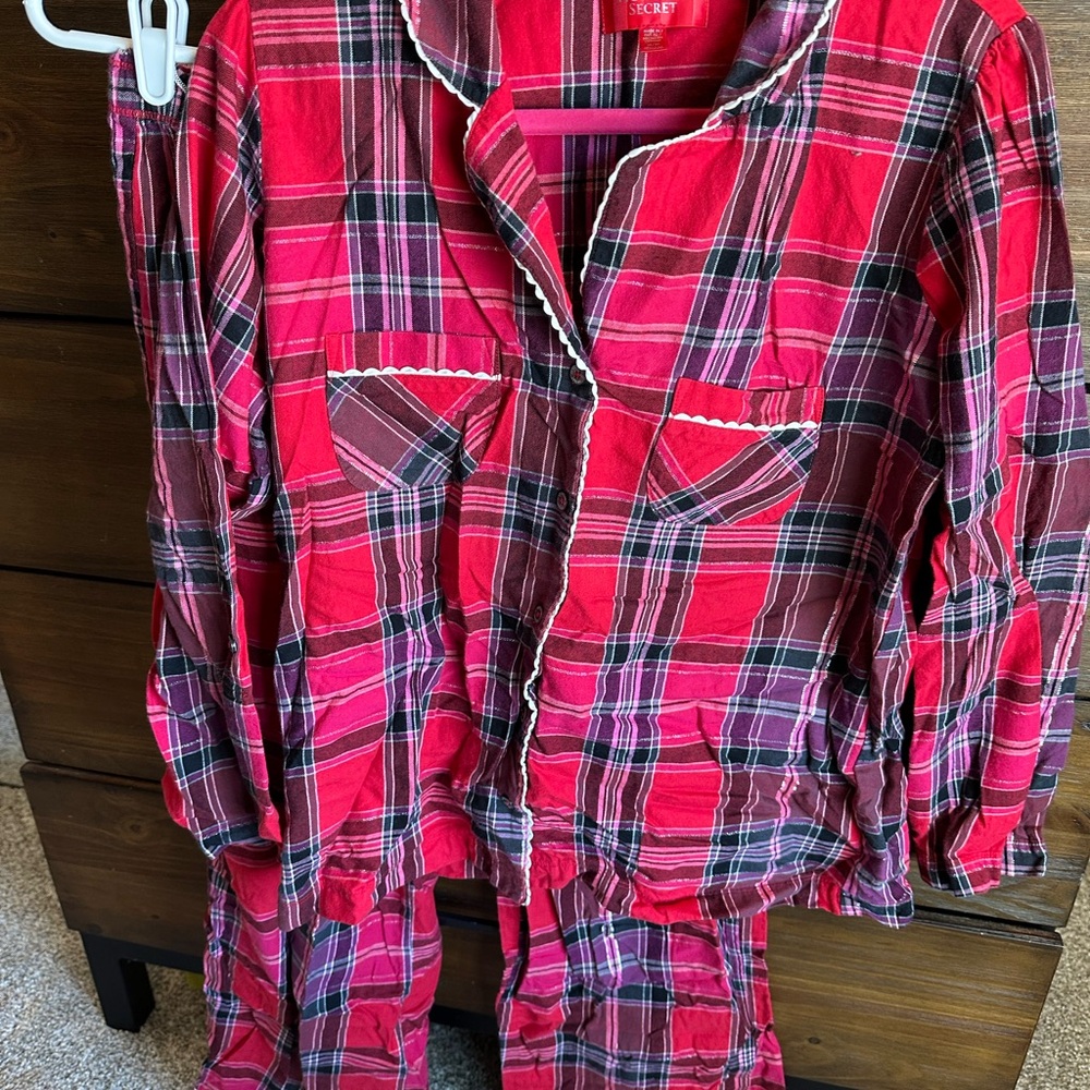 Victoria's Secret Red and Pink Plaid Pajama Set